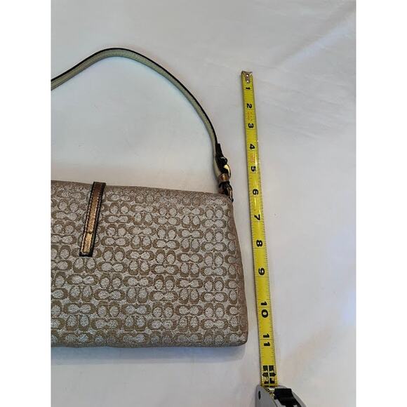 Coach Logo Y2K Hamptons Bag Vintage Tan and Gold Shimmering Metallic - Picture 6 of 10